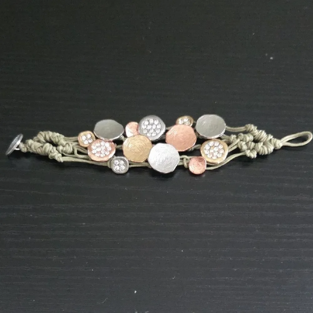 Estate Vintage Mixed Metal Bracelet with Crystal Accents
